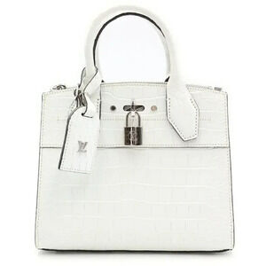 Louis Vuitton City Steamer Crocodile Leather Turn Lock Scaled Shoulder Bag White
